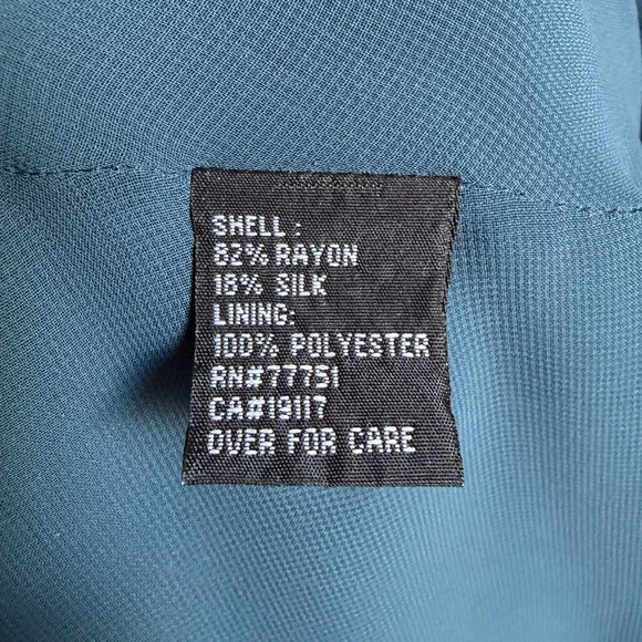 Betsey Johnson Velvet Slip Dress Teal Silk Blend Ruffle Hem Size 6 Y2K - Picture 7 of 7